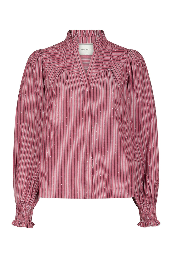 Neo Noir - Astrida Soft Stripe Stone Blouse 170370 - 393 - Dark Rose