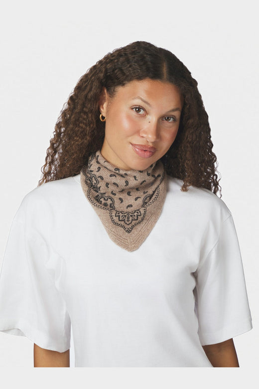 Neo Noir - Ariya Paisley Knit Scarf 171220 - 205 - Brown Melange