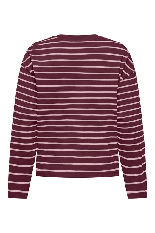 Only - Onlhappy L/S O-Neck Stripe Tee - 5203236 Fig Pale Lilac Lena