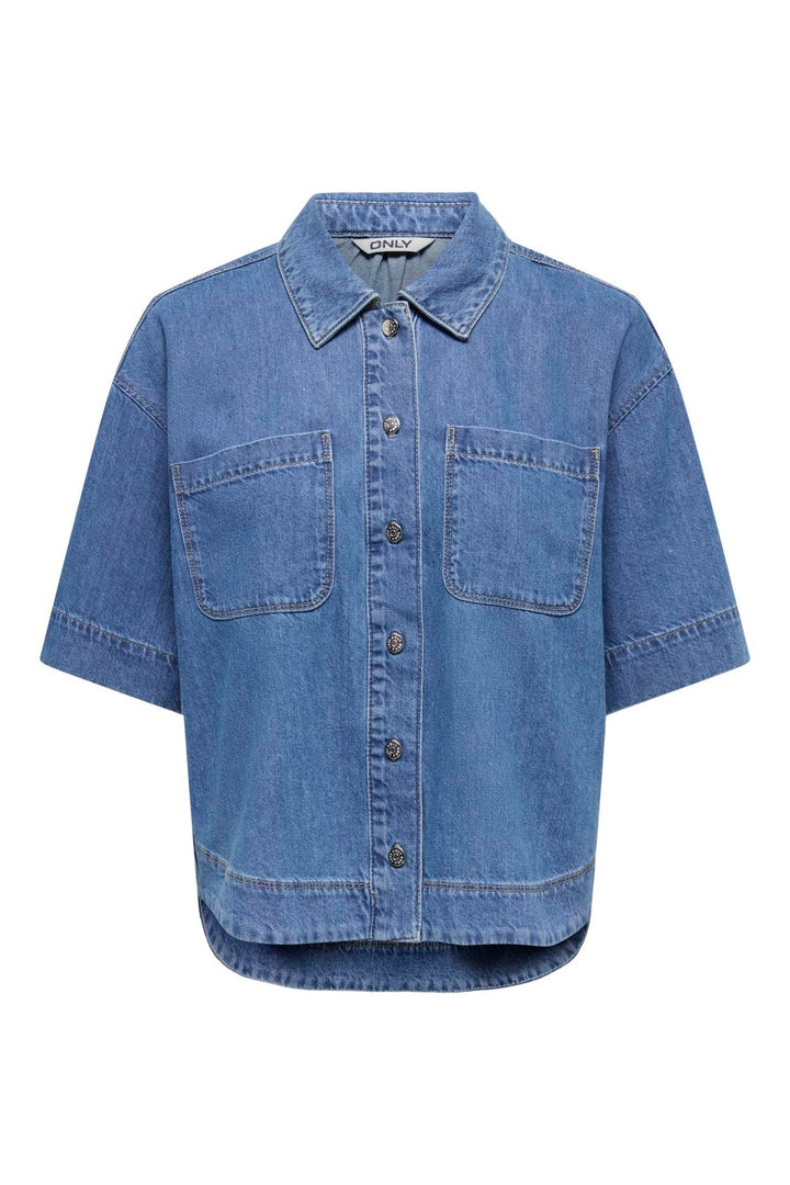 Only - Onlcleo Life Ss Shirt Pim - 5045119 Medium Blue Denim