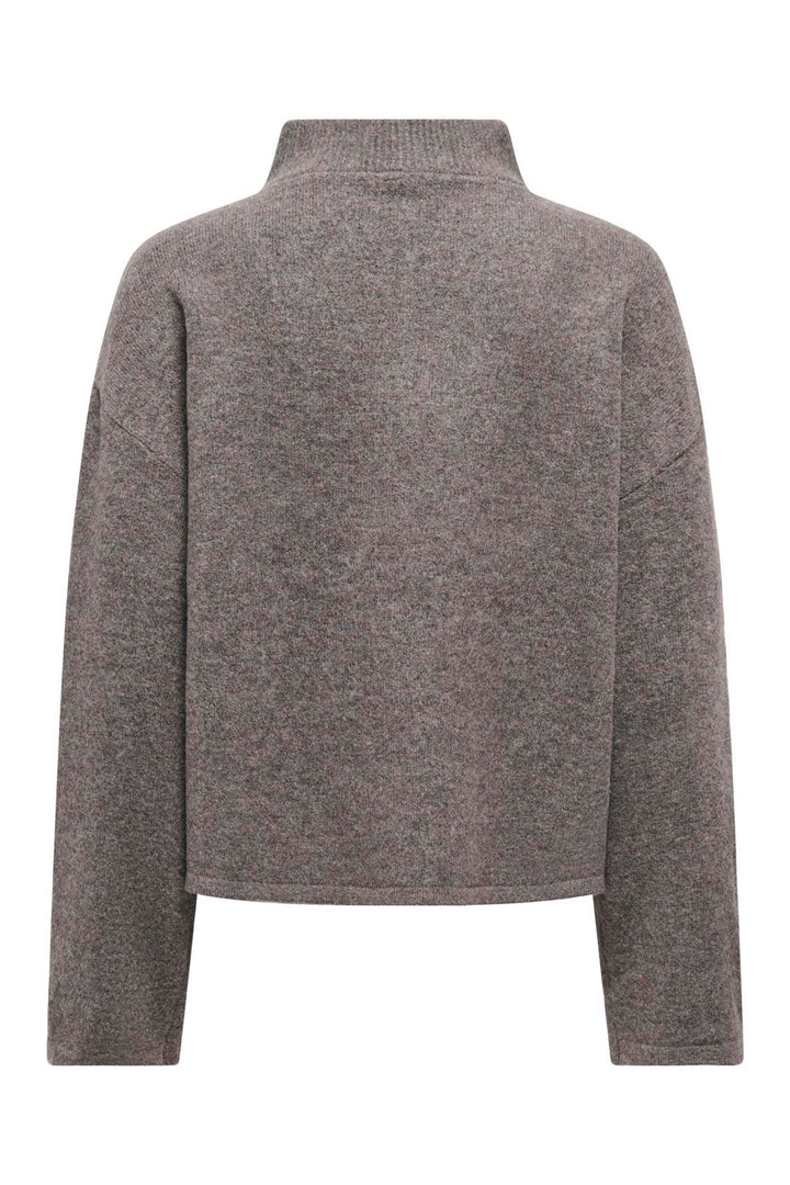 Only - Onlclara Ls Half Zip Knt - 5062024 Bracken Melange/Silver Zip