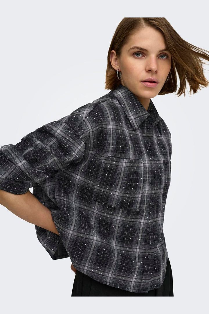 Only - Onlilston Ls Glitter Detail Shirt - 5116396 Black W. Embellishment
