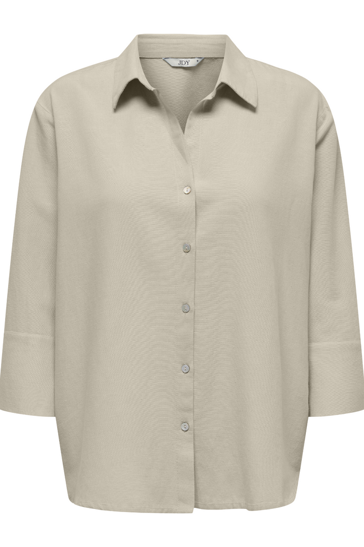 JDY - Jdylucia 3/4 Linen Shirt - 4941425 Oatmeal