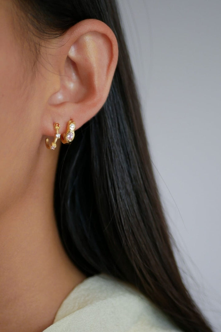 Enamel Copenhagen - Hoops, Leonora - Pink/White Cz Øreringe 