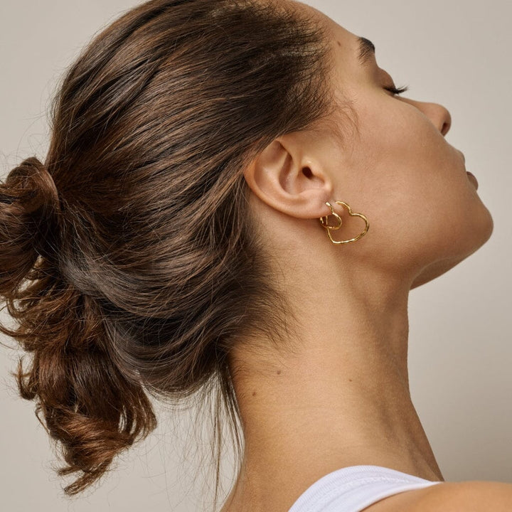 Enamel Copenhagen - Hoops, Organic Heart Medium E414GM - 925S/Gp/M Øreringe 