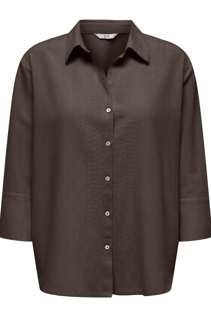JDY - Jdylucia 3/4 Linen Shirt - 4941427 Chocolate Brown