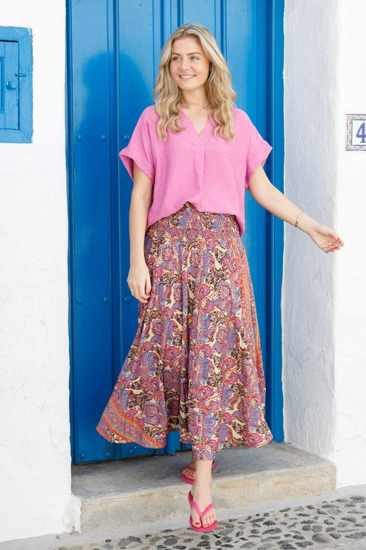 Black Colour - Bcluna Wide Smock Skirt 39217 - Royal Berry