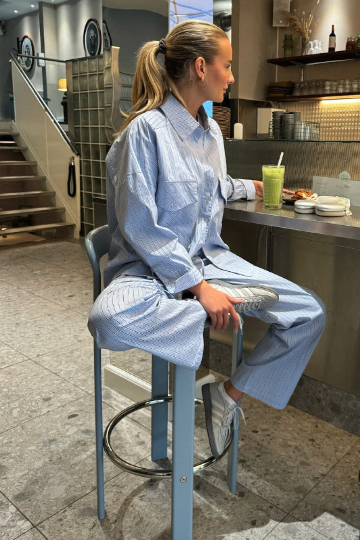 Forudbestilling - BYIC - Hannahic Pants - lbws Light Blue White Stripe Bukser 