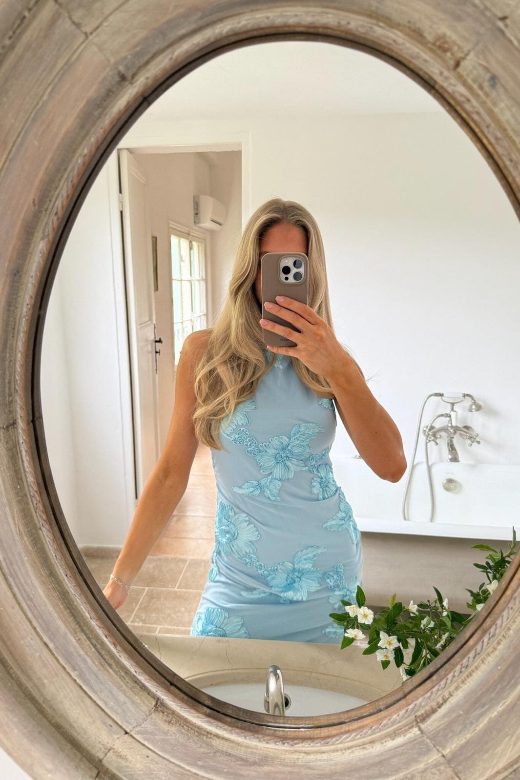 Forudbestilling - BYIC - Miraic Mesh Dress A23766 - Blue Flower Kjoler 