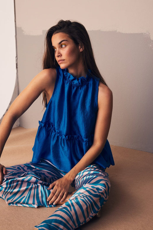 Forudbestilling - Co´couture - Monique Halterneck Top - New Blue - (April) Toppe 