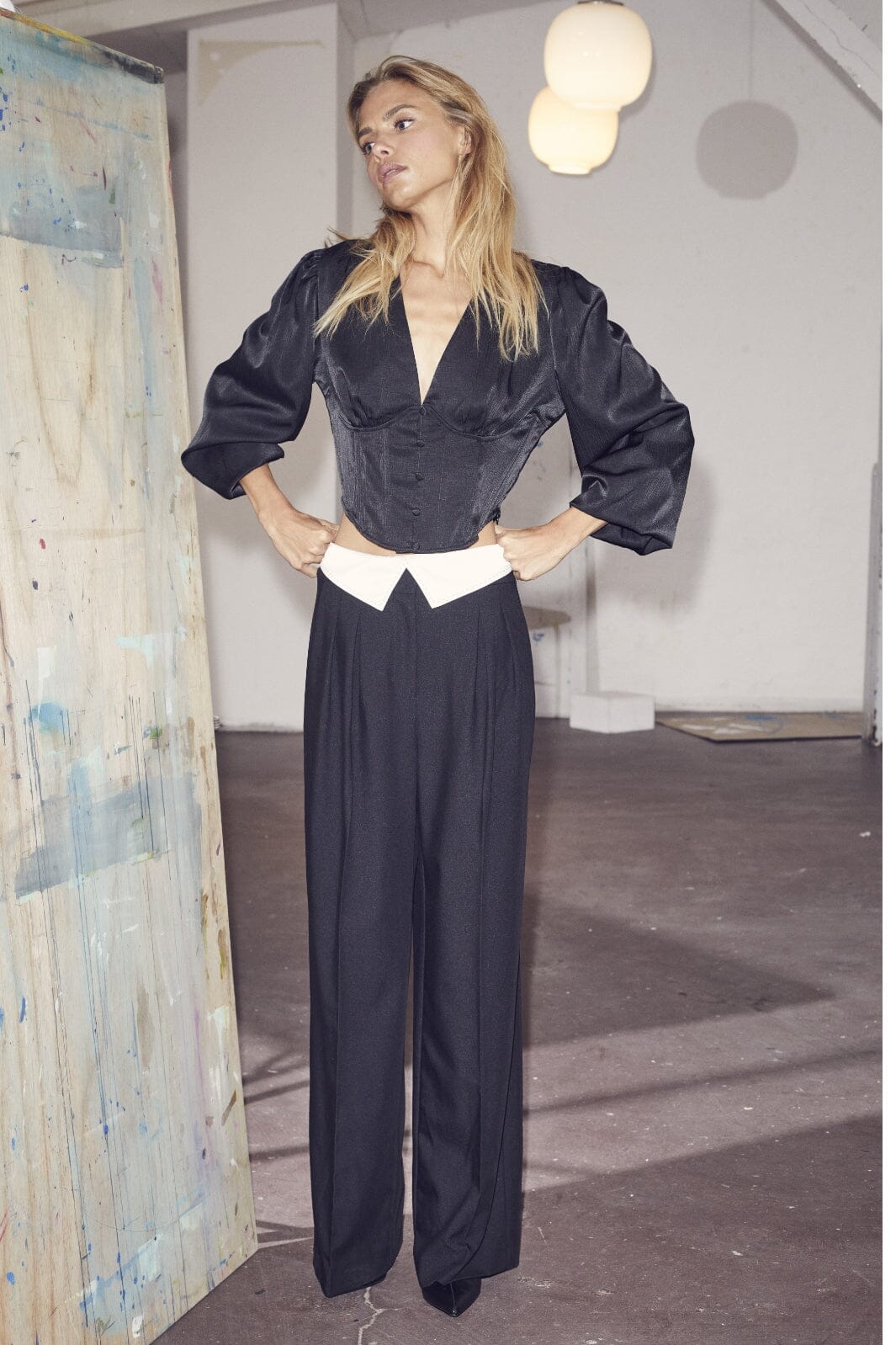 Forudbestilling - Co´couture - Taracc Flip Waist Pant - 96 Black Bukser 