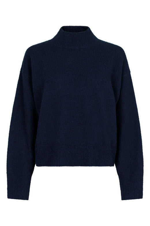 Forudbestilling - Neo Noir - Paulina Knit Blouse - Navy Strikbluser 