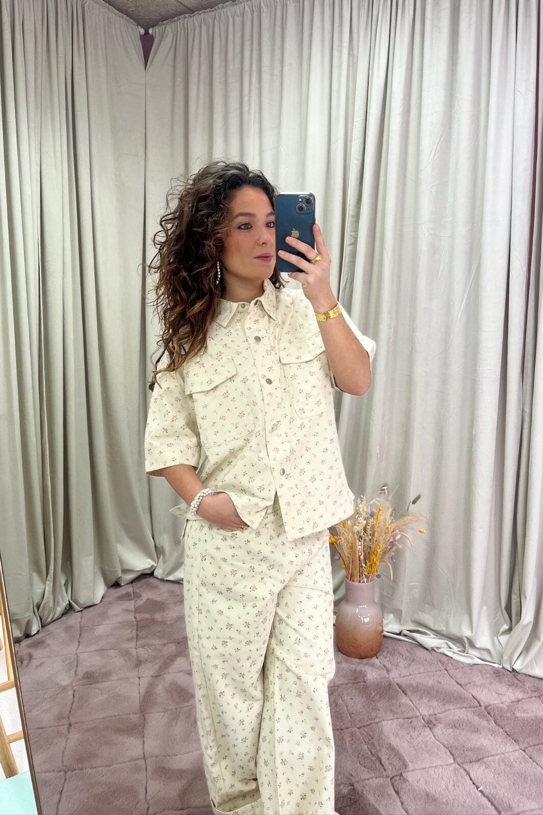 Forudbestilling - Neo Noir - Semba Floral Denim Pants 165228 - 121 - Off White Bukser 