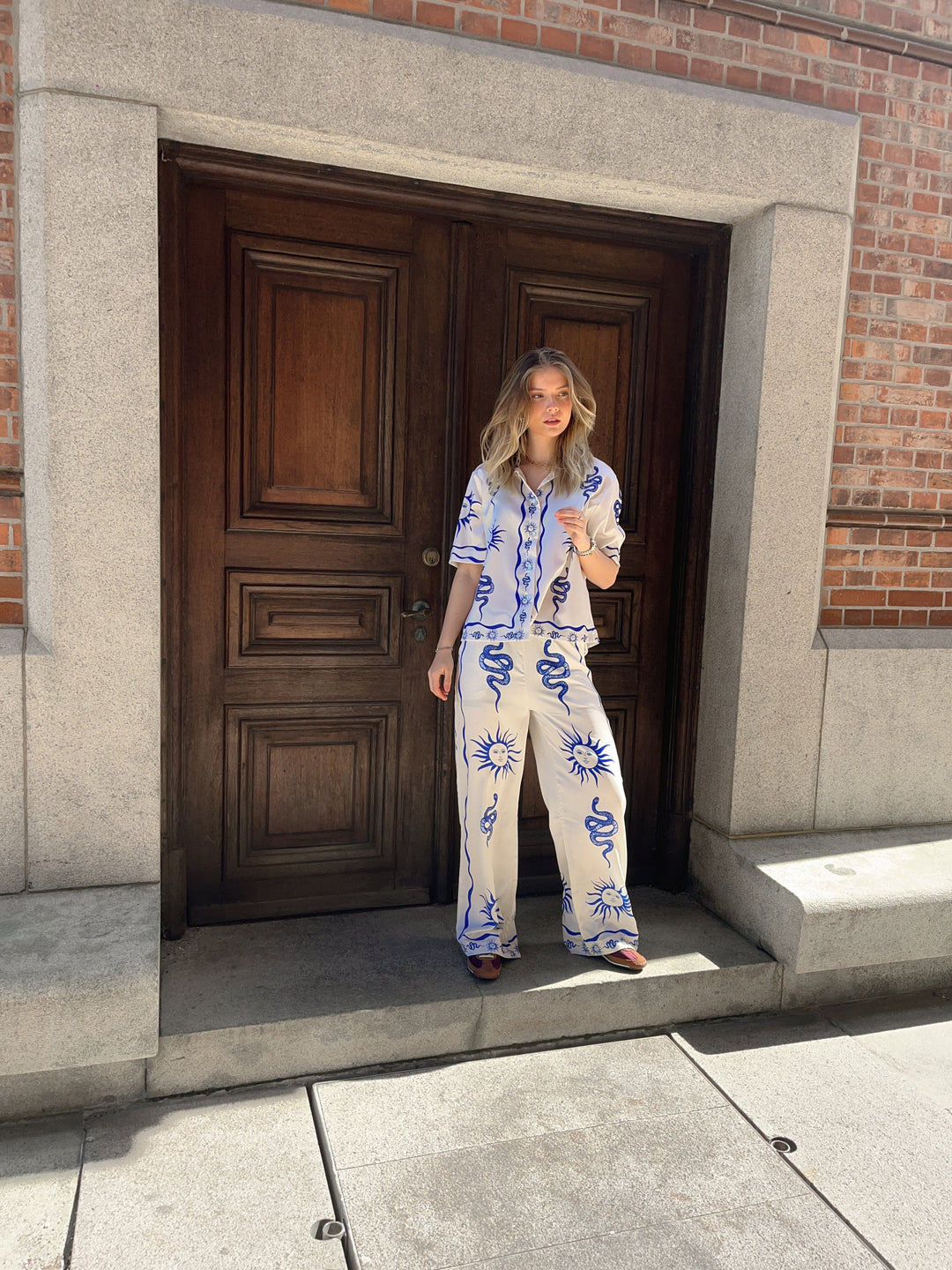 Forudbestilling - Noella - Kimona Pants 13060002 - 1313 Chana Blue Print Bukser 