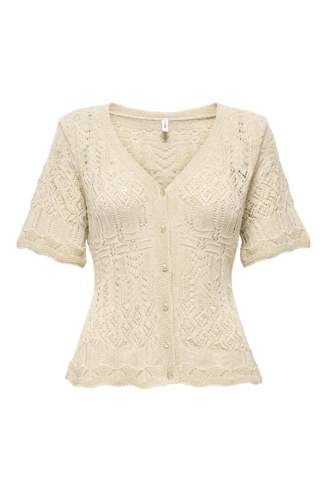 Only - Onllovely Ss Glitter Button Top Knt - 4915647 Cloud Dancer Gold