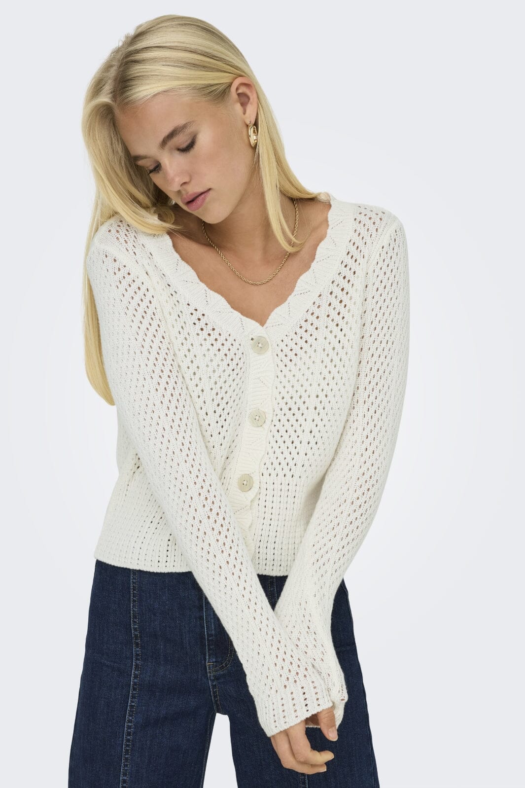 Forudbestilling - Only - Onlroselia Ls V-Neck Cardi Knt - 4661180 Cloud Dancer