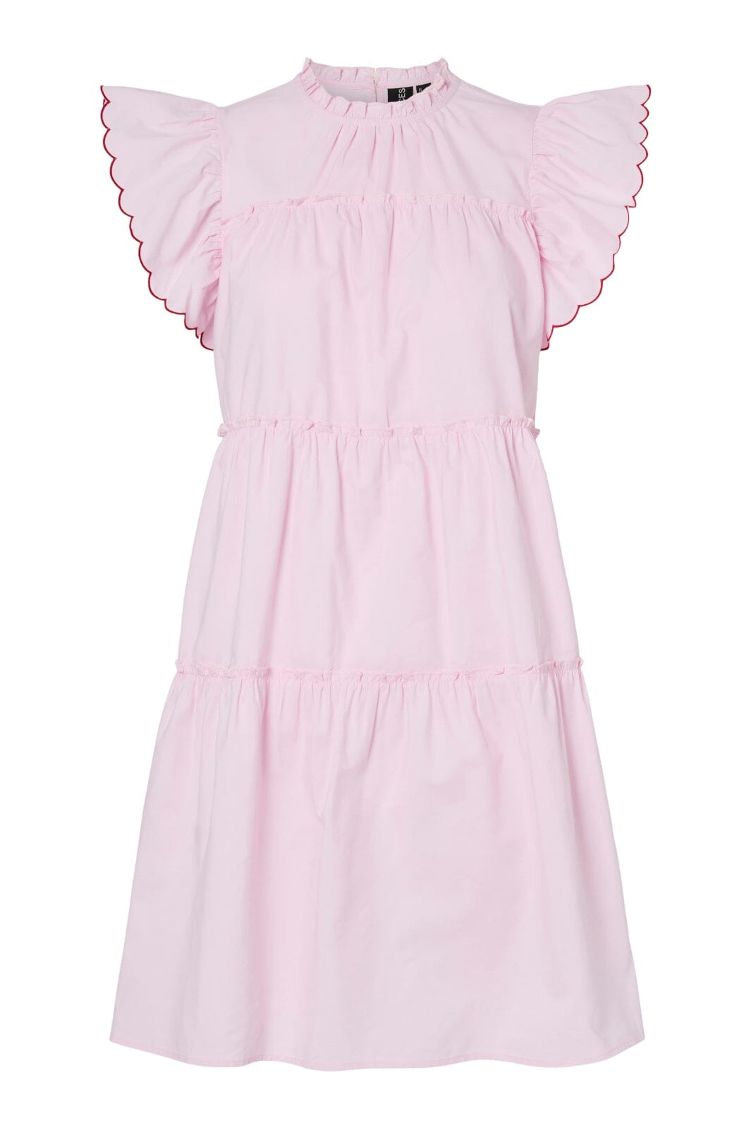 Pieces - Pcjilla Ss O-Neck Short Dress - 4864282 Pink Tulle Goji Berry Stitching