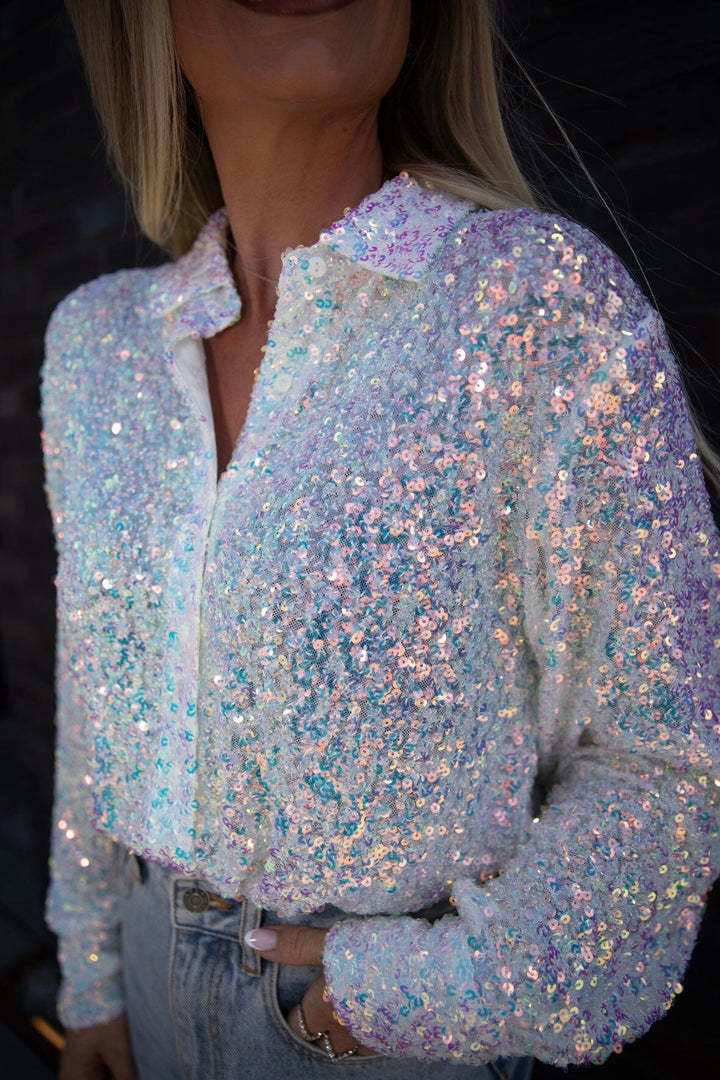 Forudbestilling - Valentin Studio - Classy Sequins Shirt - offwhite Skjorter 