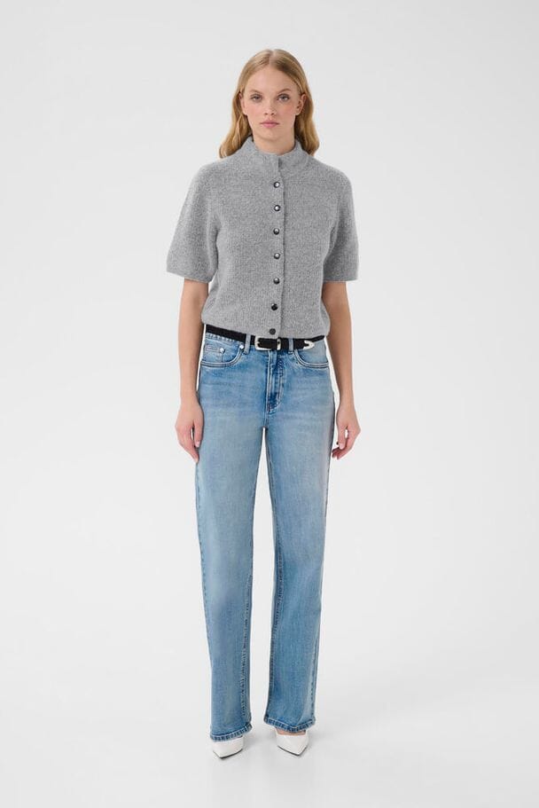 Gestuz - Alphagz Ss Short Cardigan 10909816 - 1442061 - Pearl Blue Melange Cardigans 