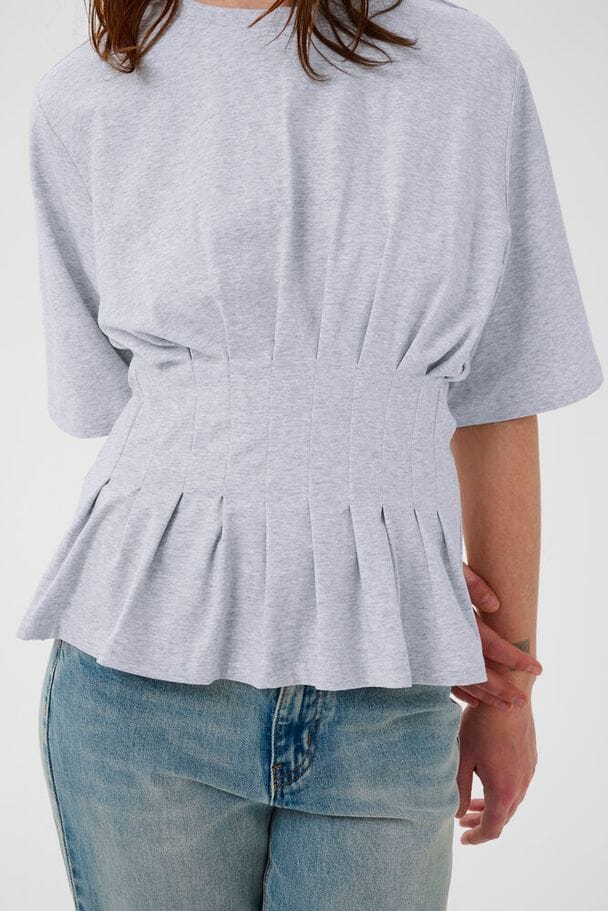 Gestuz - Gzinez Tee 10910147 - 108958 - Ultra Light Grey Mélange Bluser 