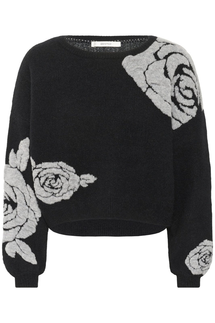 Gestuz - Gzrosaly Pullover 10910594 - 100017 - Black Strikbluser 