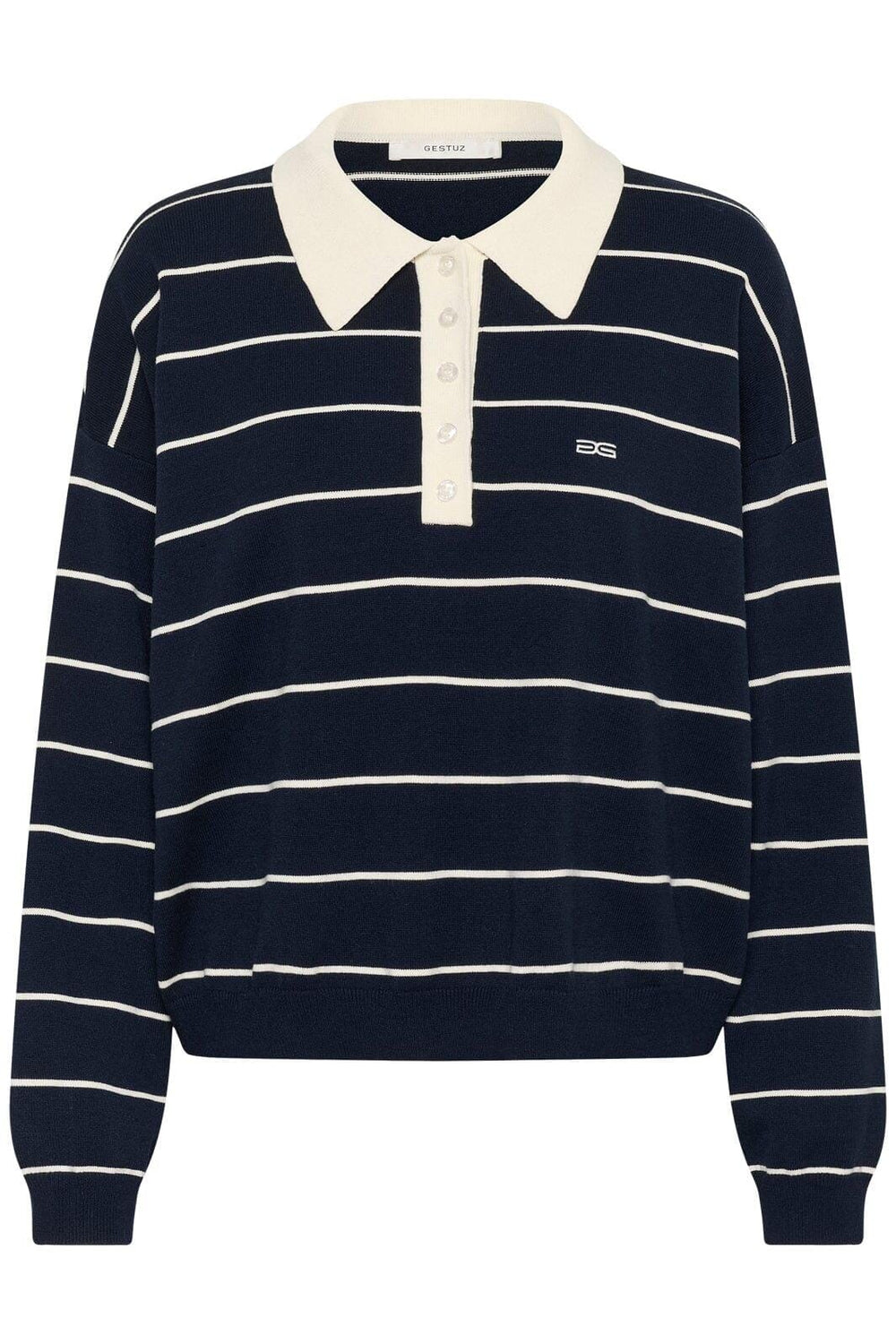 Gestuz - Gztaige Polo Pullover 10910829 - 109335 - Skycaptain Striped Strikbluser 