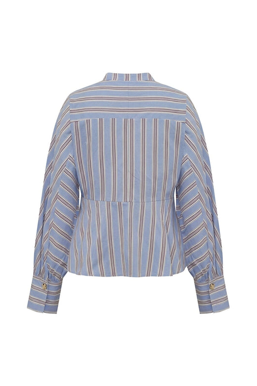 Gossia - Miego Blouse G3238 - Blue / Brown Stripes