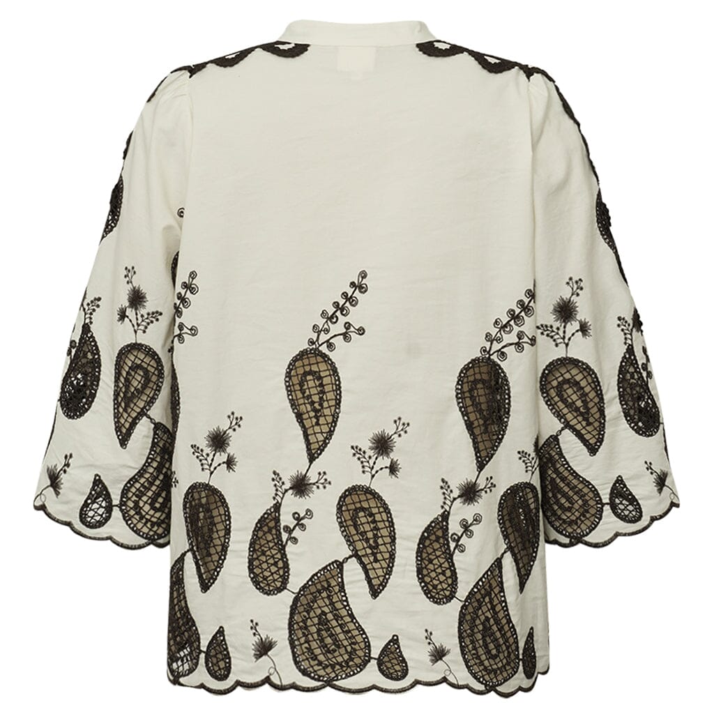 Gossia - Miraago Blouse G2843 - Creme - Brown Bluser 