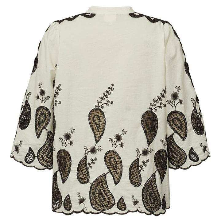 Gossia - Miraago Blouse G2843 - Creme - Brown Bluser 