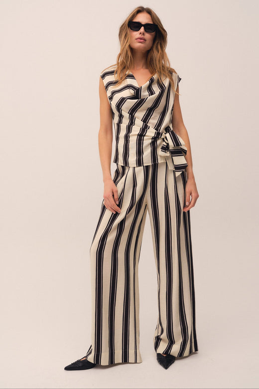 Gossia - Sagarago Jo Blouse G2929 - Sand Black Stripes Bluser 