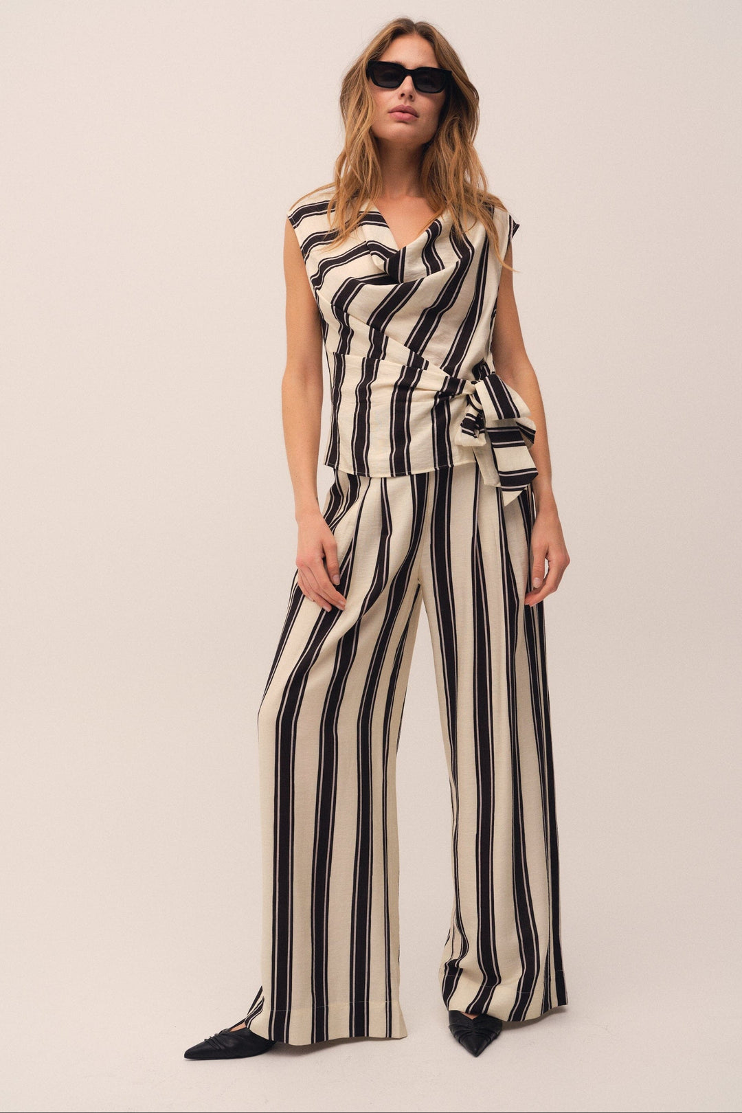 Gossia - Sagarago Jo Blouse G2929 - Sand Black Stripes Bluser 