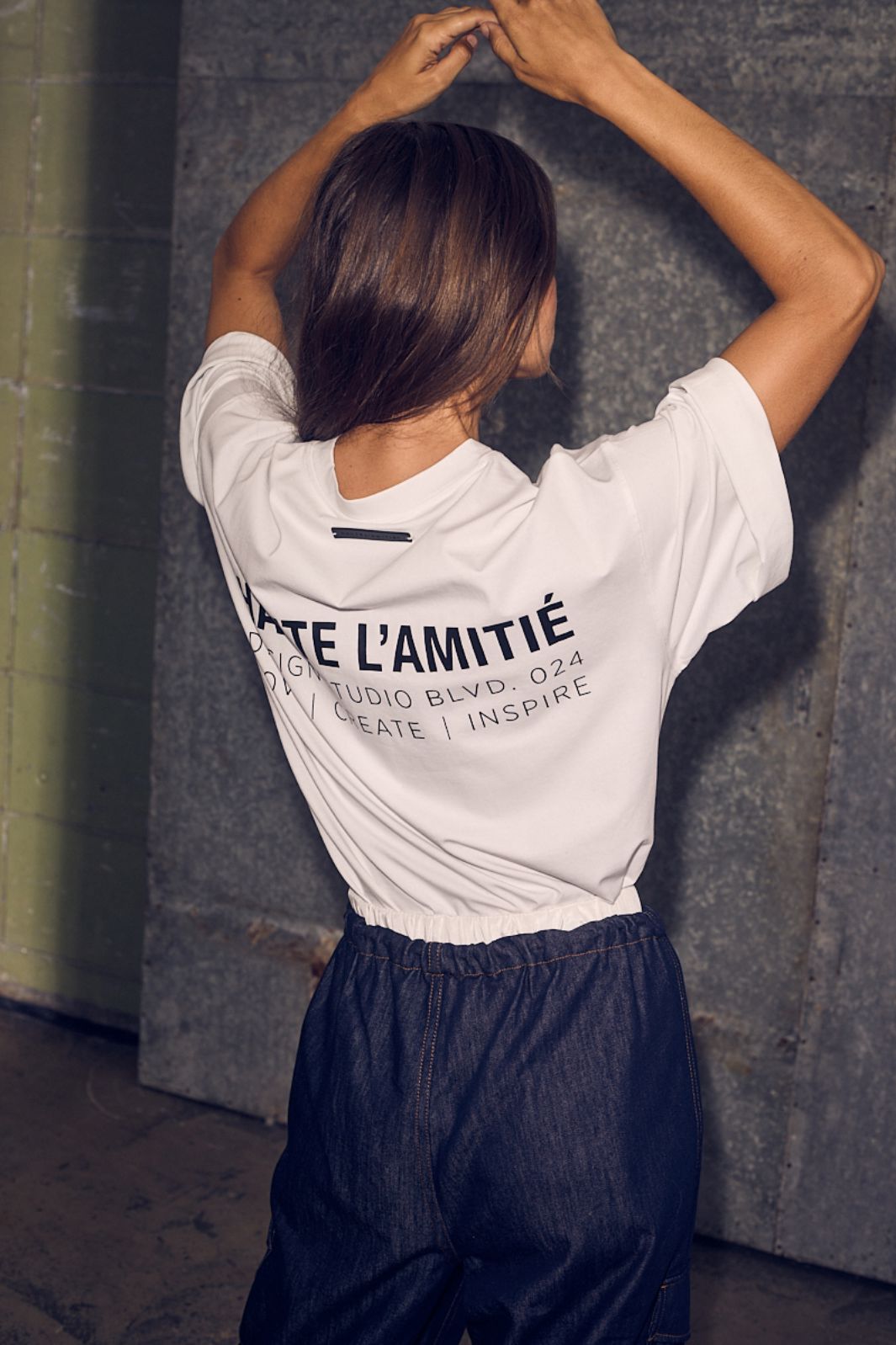 Haute L'Amitié - Back Logo Loose Tee HL10410 - White/Black Print T-shirts 