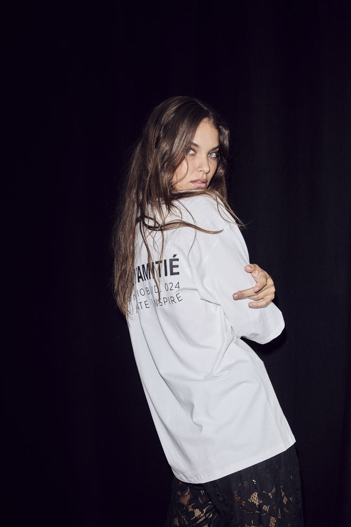 Haute L'Amitié - Back Logo Loose Tee HL10410 - White/Black Print T-shirts 