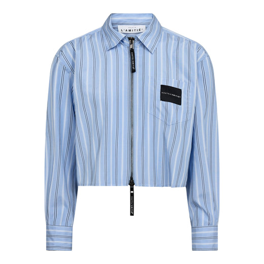 Haute L'Amitié - Crop Stripe Zip Shirt Hl10979 - Pale Blue Skjorter 