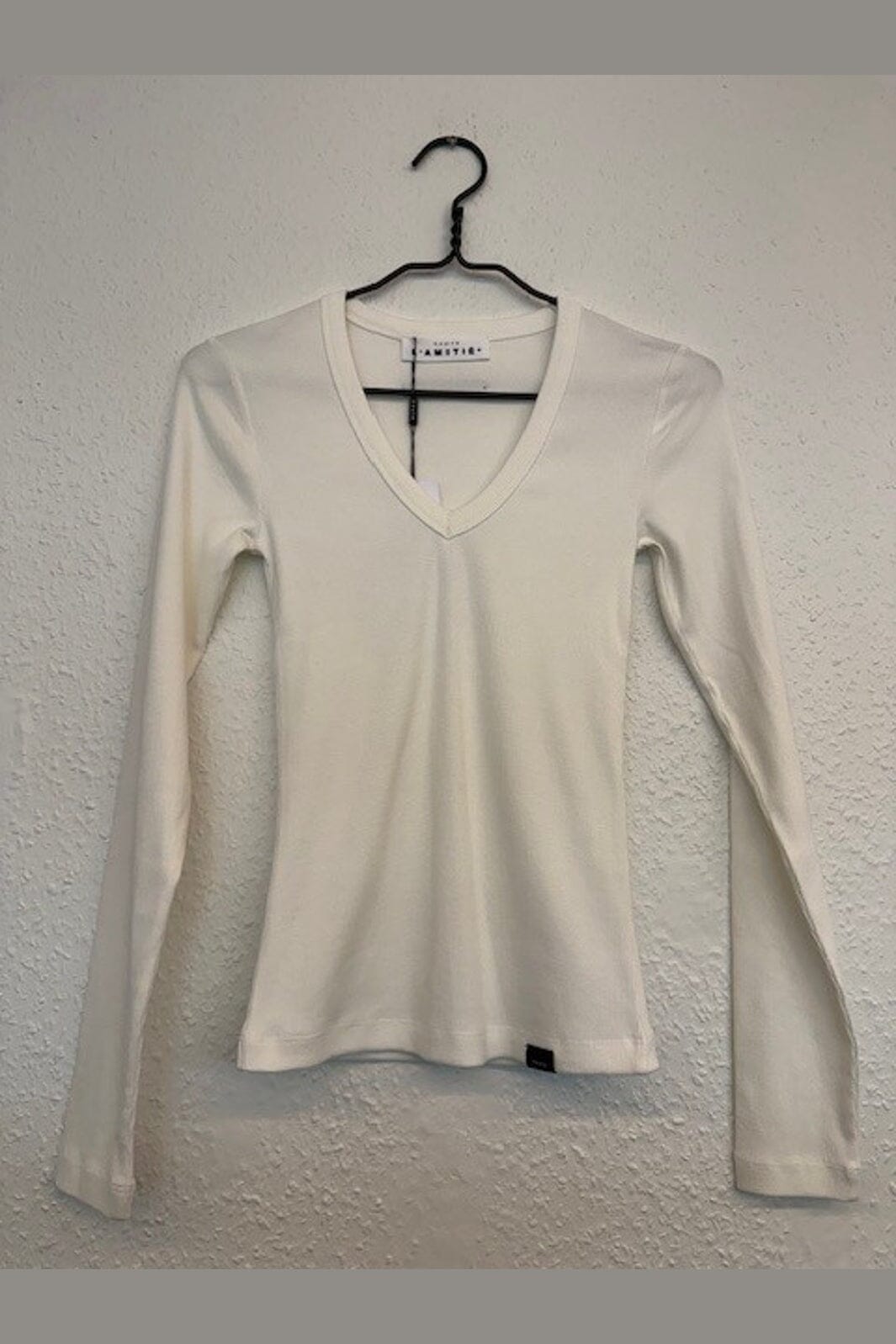 Haute L'Amitié - Deep V Ls Rib Tee HL10822 - White
