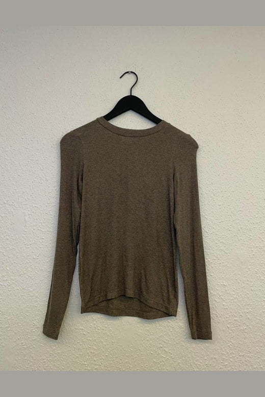 Haute L'Amitié - Fine Wool Ls Rib Tee HL11256 - Walnut Melangé