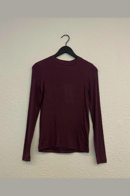 Haute L'Amitié - Fine Wool Ls Rib Tee HL11256 - Wine Melangé