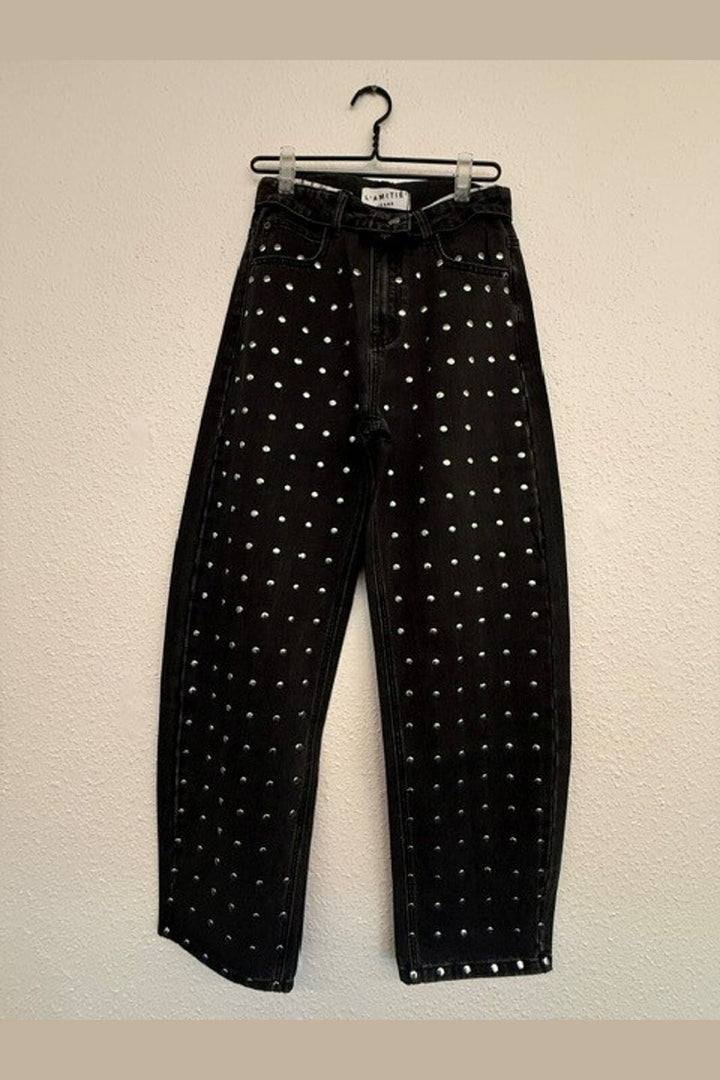 Haute L'Amitié - Flip Waist Rivet Jeans HL10838 - Black