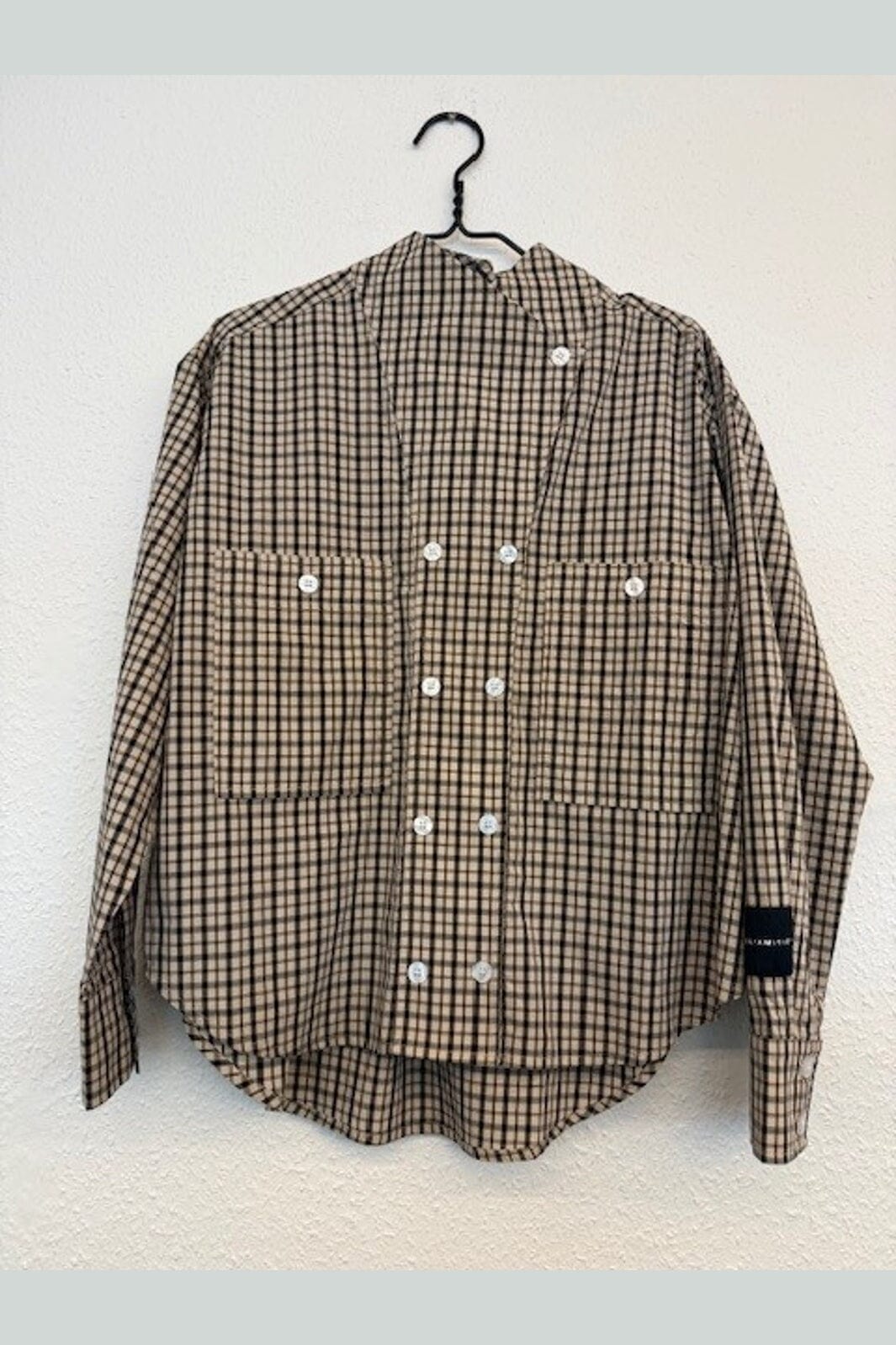 Haute L'Amitié - High Collar Check Shirt HL10839 - Beige