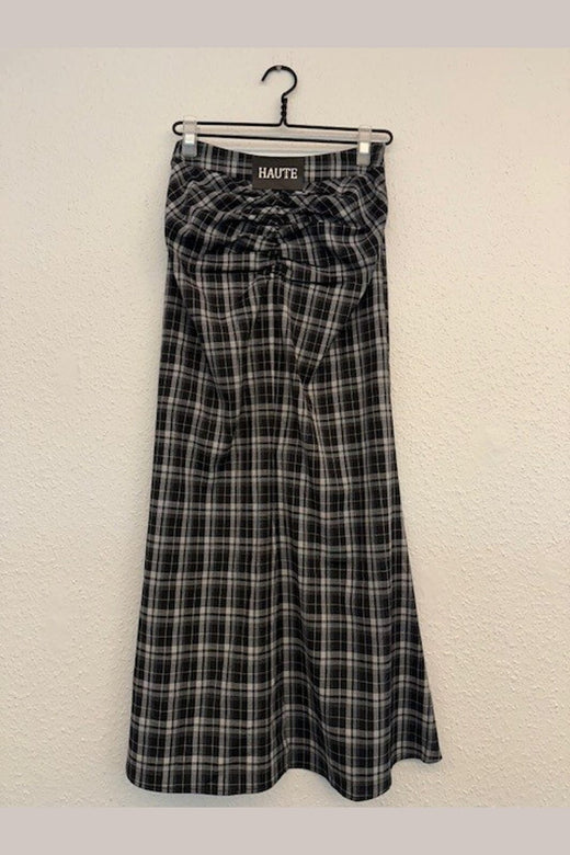 Haute L'Amitié - Iris Gather Check Skirt HL10855 - Black Check