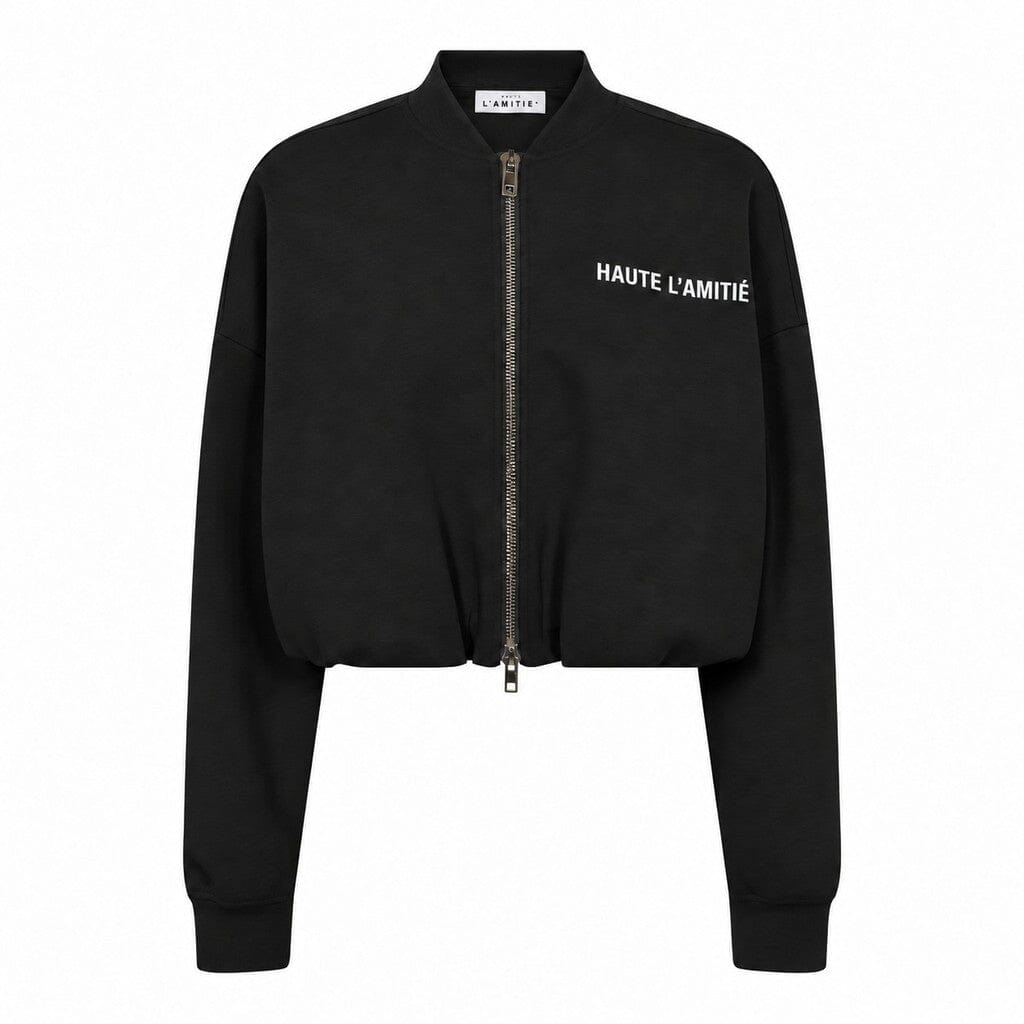 Haute L'Amitié - Maxi Crop Zip Sweat Hl10880 - Black Sweatshirts 
