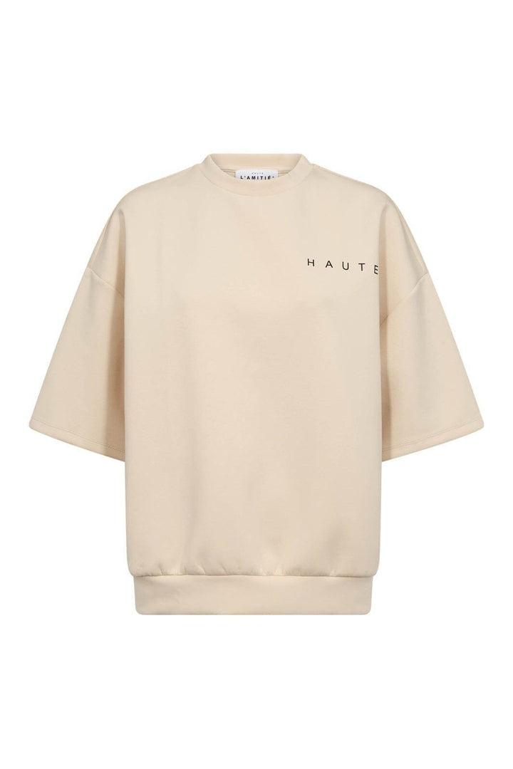 Haute L'Amitié - Maxi Split Ss Logo Sweat HL10461 - Pearl/ Black