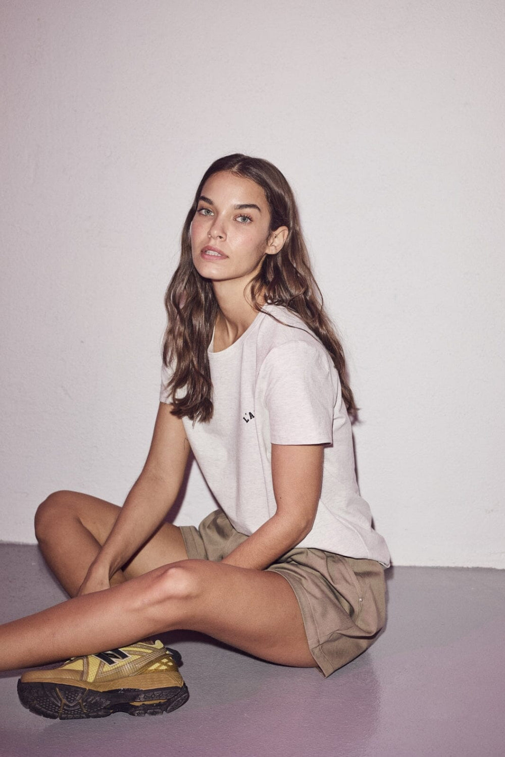 Haute L'Amitié - Mini Curve Logo Tee HL10097 - Pearl Melange T-shirts 