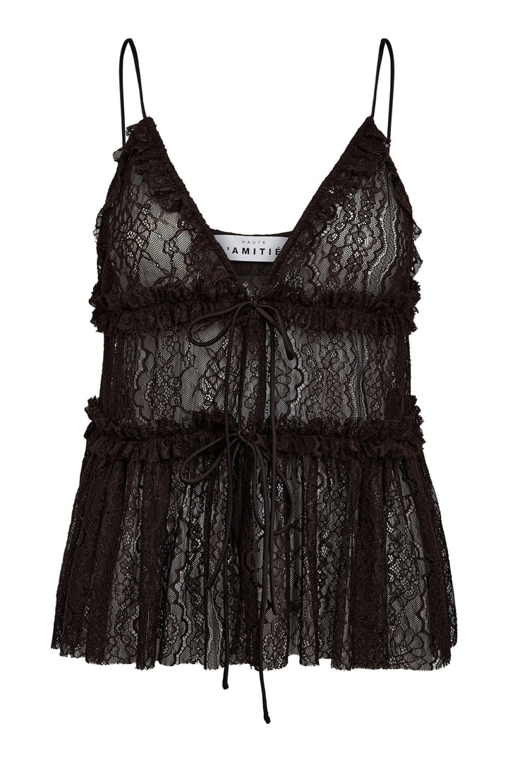 Haute L'Amitié - New Lace Tie Top HL10538 - Mocca Toppe 
