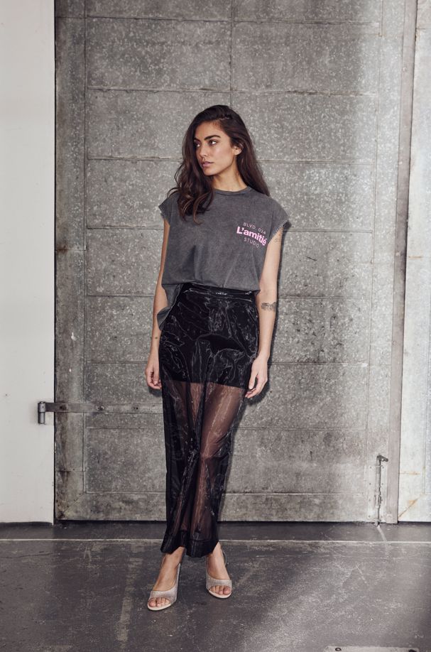 Haute L'Amitié - Organza Pencil Skirt HL10638 - Black Nederdele 