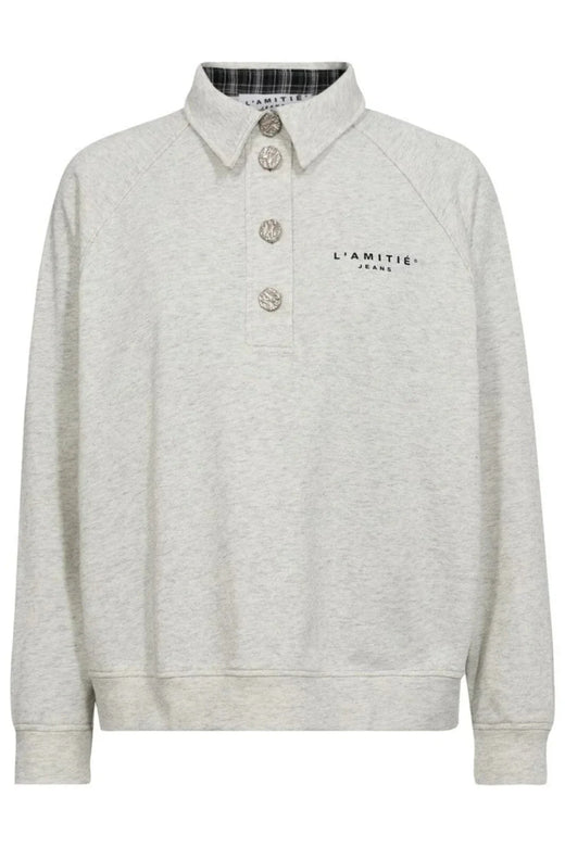 Haute L'Amitié - Polo Logo Sweat HL10034 - Pearl Melange Sweatshirts 