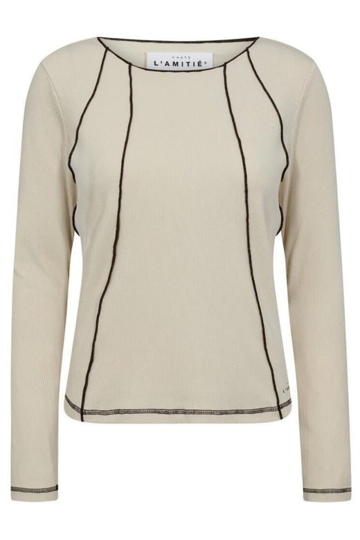 Haute L'Amitié - Reverse Seam Rib Blouse HL10012 - Almond