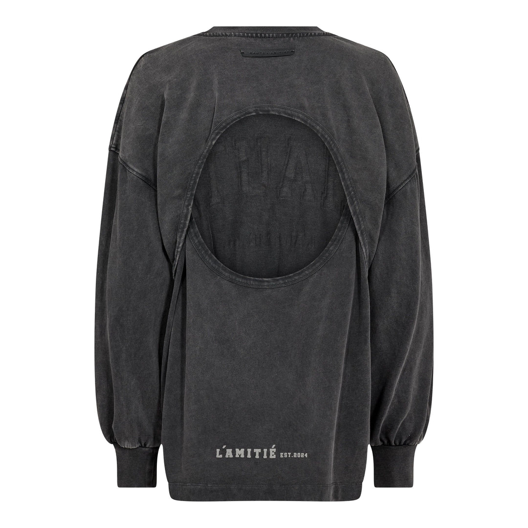 Haute L'Amitié - Romie Acid Back Hole Sweat HL10691 - Black Acid Wash Sweatshirts 
