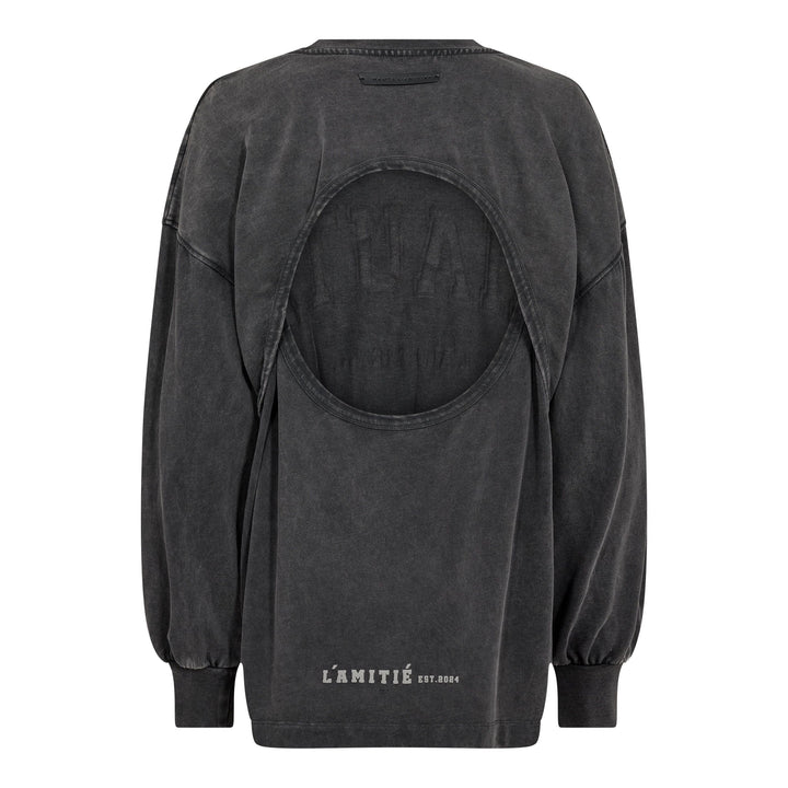 Haute L'Amitié - Romie Acid Back Hole Sweat HL10691 - Black Acid Wash Sweatshirts 