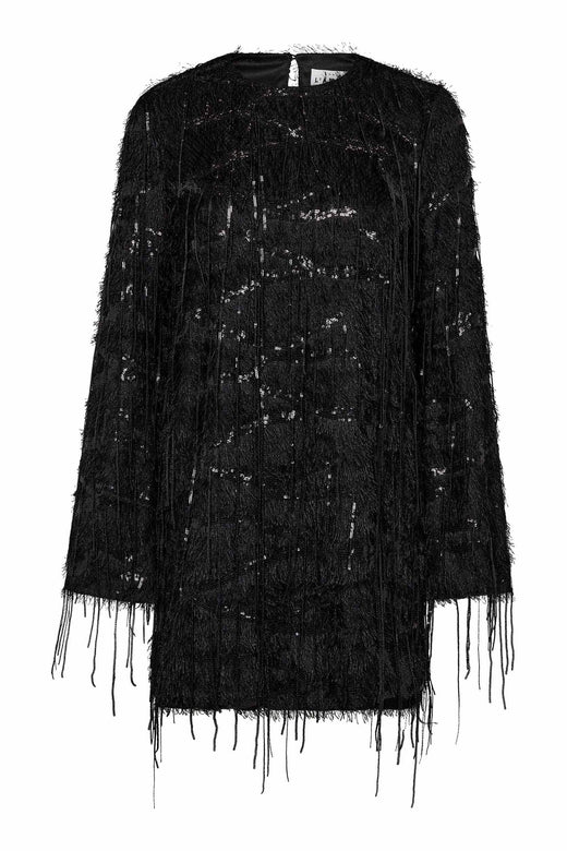 Haute L'Amitié - Sequin Fringe Midi Dress Hl10998 - Black Kjoler 